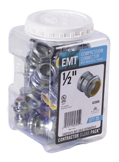 EMT STEEL COMPRESSION CONNECTOR W/INSULATED THROAT