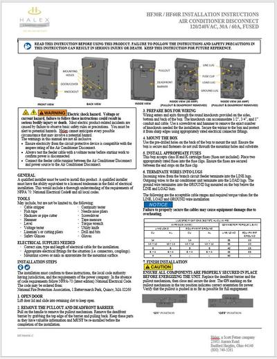 HF30R/HF60R Installation Manual